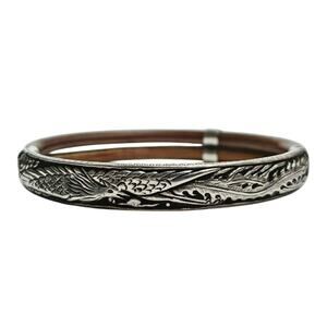Vintage Chinese Half Silver Rattan Bangle Bracelet - Phoenix Design